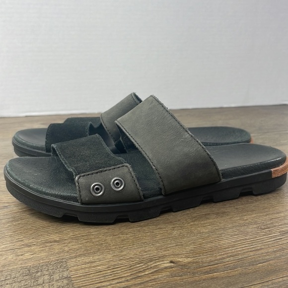 Sorel Women’s Torpeda Slide II Black Leather and SuedeSlip On Sandal,  7.5 - Picture 3 of 10